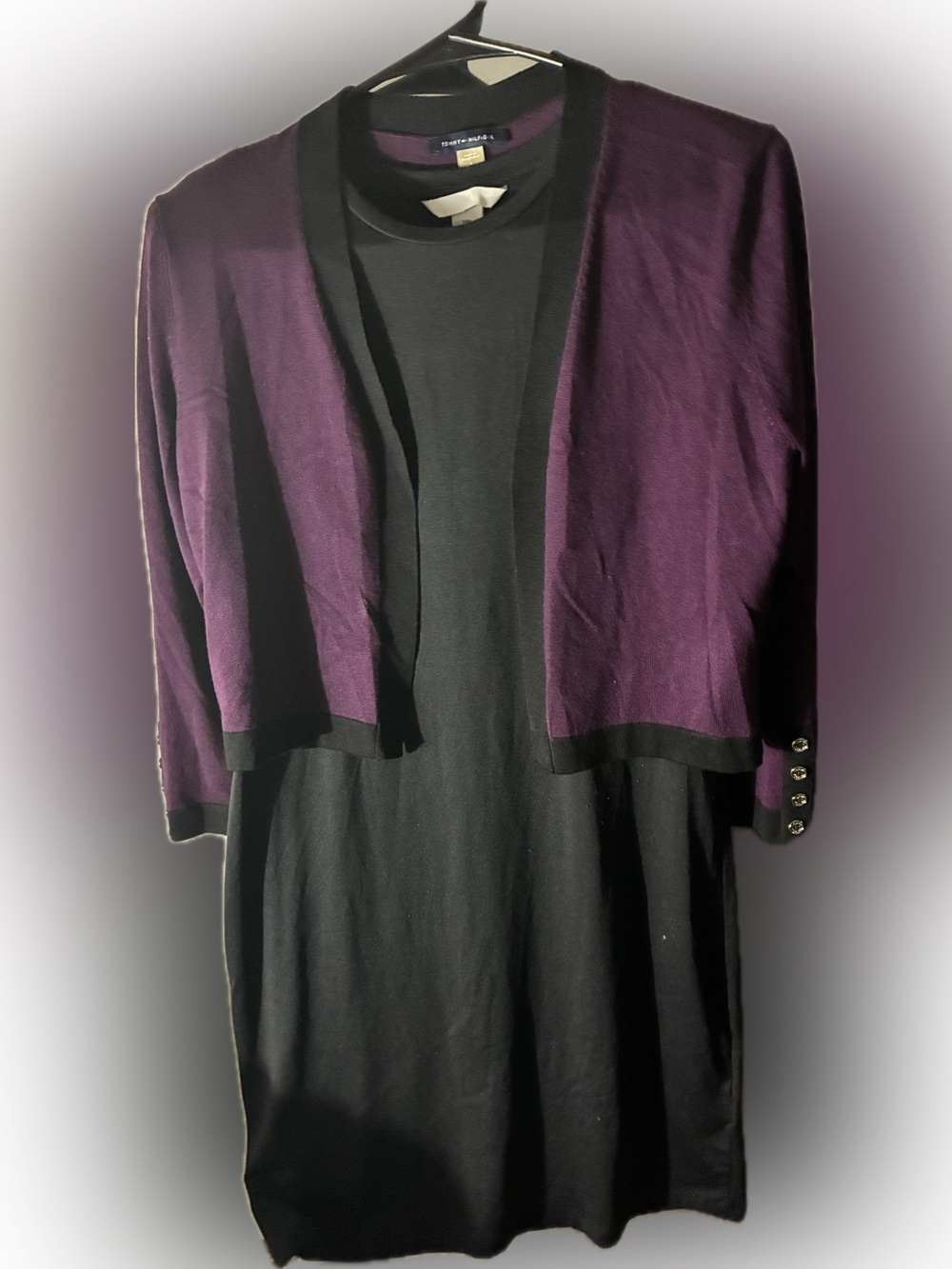 Tommy Hilfiger Purple Cropped Cardigan with Black Trim